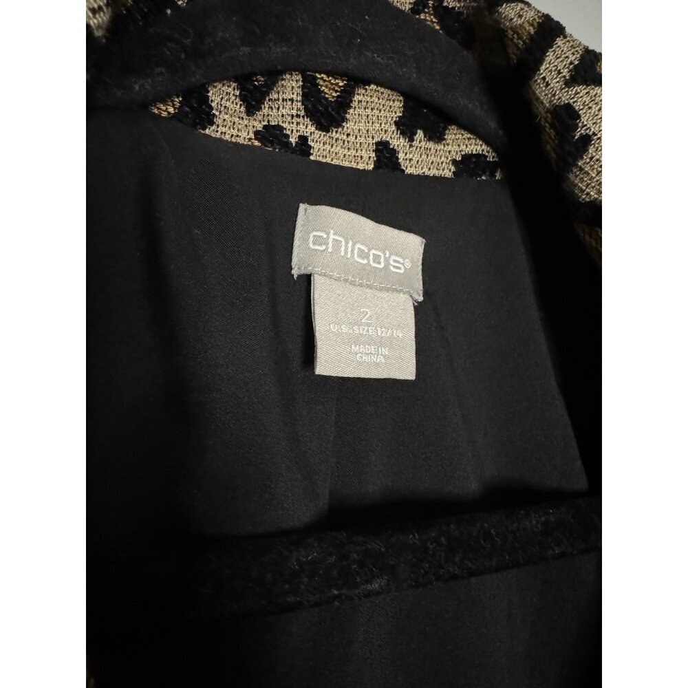 Chico's Women Jacket Size 2, US 12, L, Leopard Moto Jacquard Animal Print Edgy - Picture 5 of 9